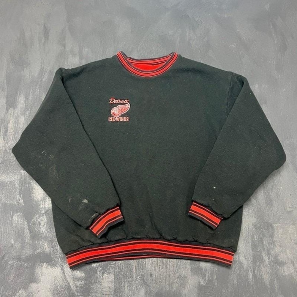 Vintage Detroit Red Wings‎ Sweatshirt Mens XL Black 1990s Reversible NHL